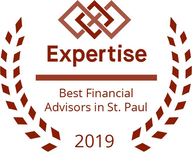laurels surrounding an award reading "best financial advisors in St. Paul 2019"